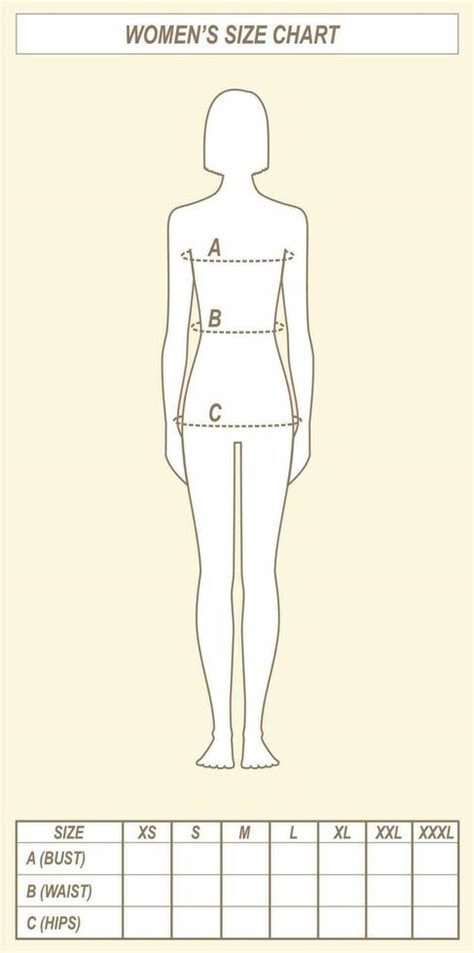 Women's clothing size chart. Body measurements. Bust, waist, hips. Front view. 24474313 Vector ...