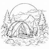 Download Educational Camping Coloring Page  Tent In The Wilderness sketch template