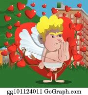 2 Cupid Holding His Hand As A Stop Sign Clip Art | Royalty Free - GoGraph