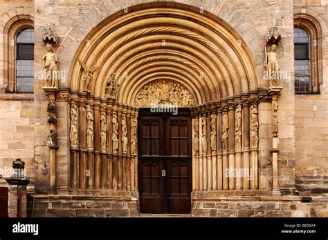 Bamberg Cathedral, Prince's portal, arches with devils, prophets and ...