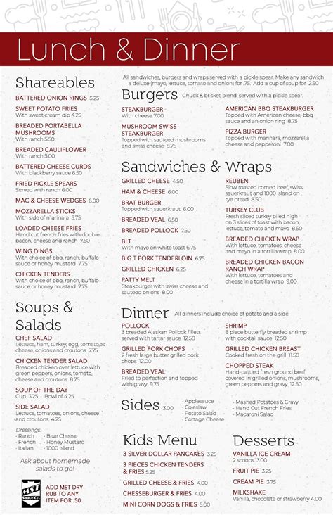 Menu at The Corner Restaurant, Bloomville, US-224