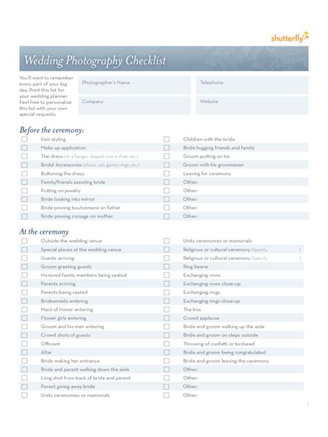 Wedding Photography Checklist Template - Edit, Fill, Sign Online | Handypdf