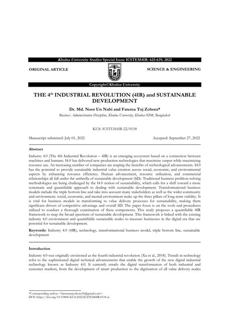 (PDF) THE 4th INDUSTRIAL REVOLUTION (4IR) and SUSTAINABLE DEVELOPMENT