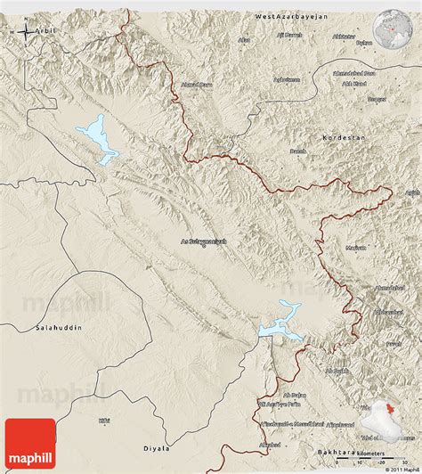 Shaded Relief 3D Map of Sulaymaniyah