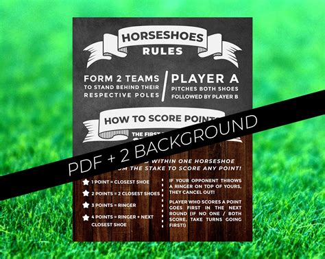 Horseshoes Game Rules Sign Poster Horseshoes Rules | Etsy