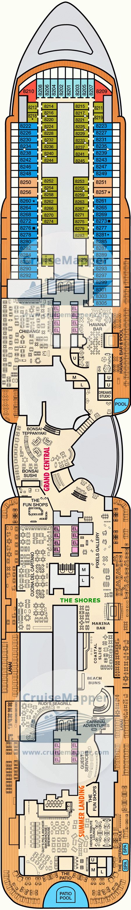 Carnival Jubilee deck 8 plan | CruiseMapper