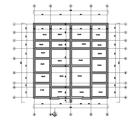 Beam & column layout of 18x18m residential building plan is given in this Autocad drawing model ...