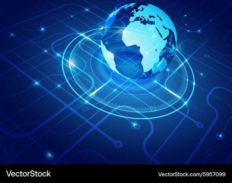 World map with technology background Royalty Free Vector