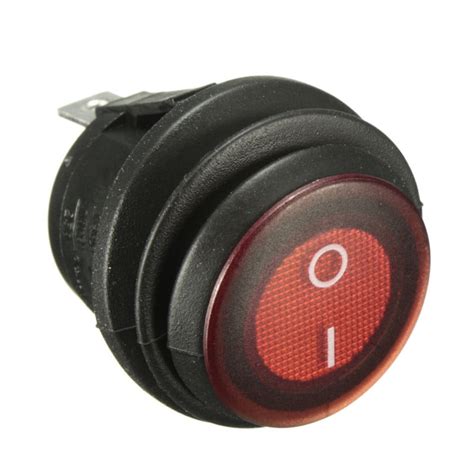 Red Waterproof On/Off Round Rocker Switch SPST LED Illuminated 12V DC ...