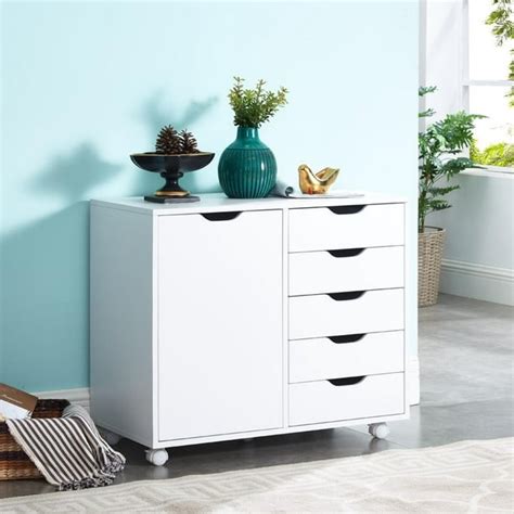 Amy 5-Drawer Office Storage Cabinet with Shelves by Naomi Home-Color:White - Walmart.com ...