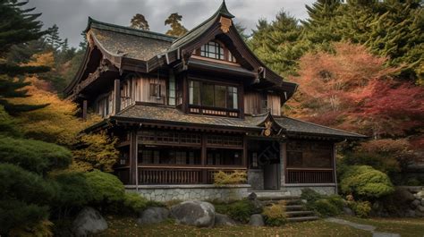 Fondo Una Casa De Estilo Asiático En Otoño Fondo, Casa Canadiense, Foto ...