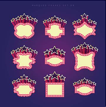 Retro Illuminated Movie Marquee Vector Set Border Frame Banner Vector, Border, Frame, Banner PNG ...