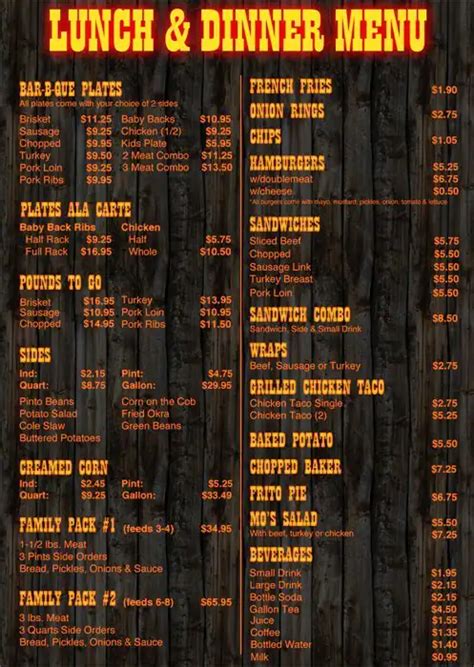 Menu at Smokey Mo's BBQ, Georgetown, W University Ave # 310