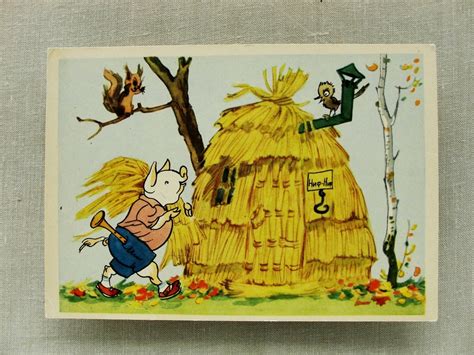 The Three Little Pigs Card, Vintage Children Postcard, 1959 ...