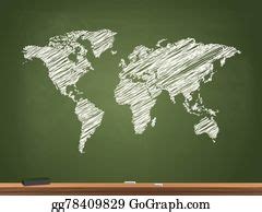 670 Chalkboard World Map Clip Art | Royalty Free - GoGraph