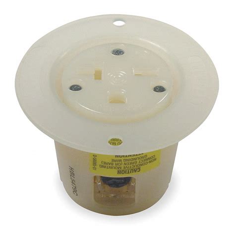 HUBBELL Flanged Receptacle: Industrial, Single, Panel Mount, 20 A, 250V ...