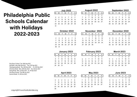 Philadelphia Public School Calendar - US School Calendar