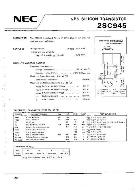 2SC945 Datasheet PDF (287 KB) NEC | Pobierz z Elenota.pl