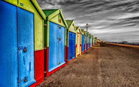 Row of colorful beach houses wallpaper - Photography wallpapers - #19198