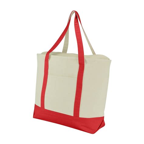 DALIX 22" Extra Large Cotton Canvas Zippered Shopping Tote Grocery Bag ...