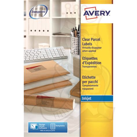 Avery Clear Inkjet Labels 210x297mm J8567-25 (25 Labels) - Label King