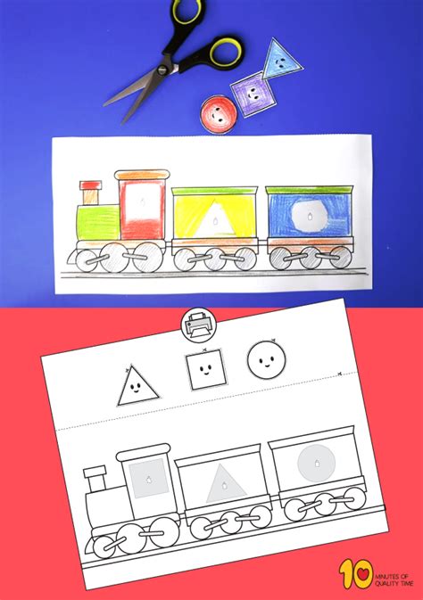 The Shape Train – Shapes Worksheets | Shapes worksheets, Easy arts and ...