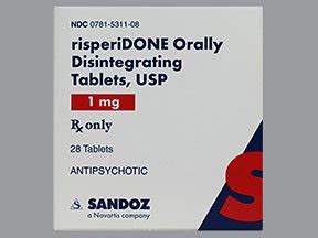 Risperidone 1 Mg Odt 28 Unit Dose Tabs By Sandoz Rx.