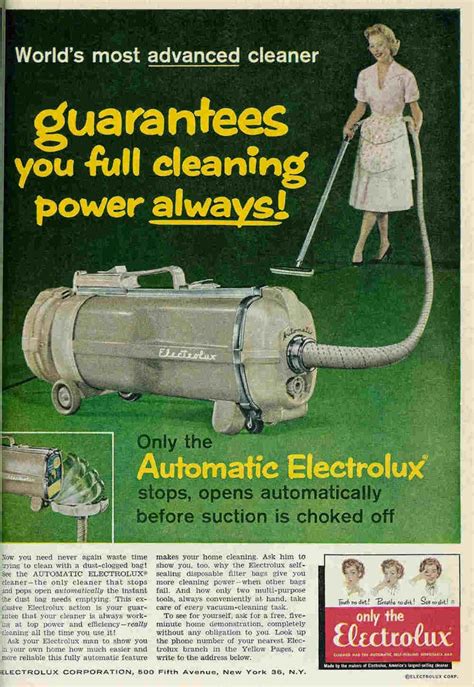 June, 1960 Electrolux ad | Electrolux, Vintage vacuum cleaner, Vintage ...