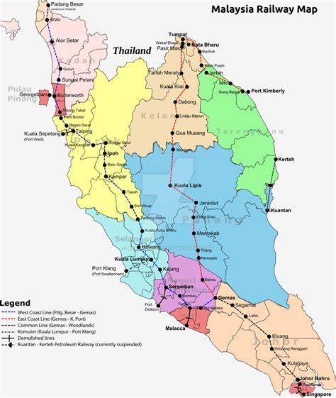 Malaysia railway map - Train map of malaysia (South-Eastern Asia - Asia)