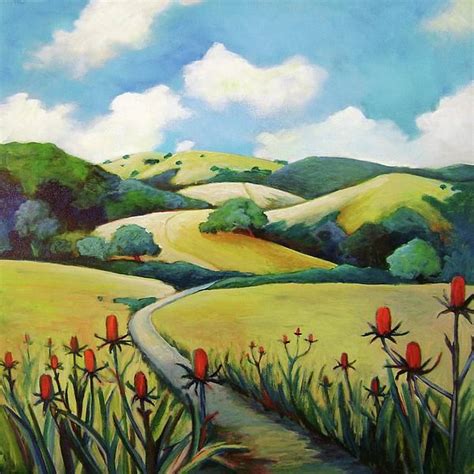 Rolling Hills to Skyline by Stephanie Maclean | Rolling hills painting, Landscape paintings ...