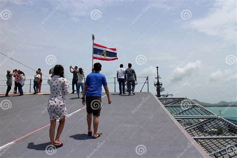 Chonburi, Thailand. 14 August 2016 - Tourist on the Deck of HTMS Chakri Naruebet& X28;CVH-911 ...