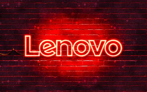 Download wallpapers Lenovo red logo, 4k, red brickwall, Lenovo logo, brands, Lenovo neon logo ...