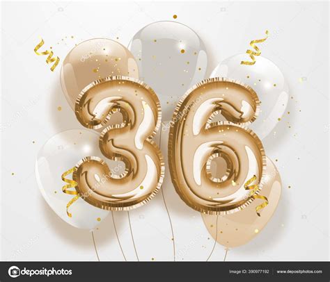 Happy 36th Birthday Gold Foil Balloon Greeting Background Stock ...