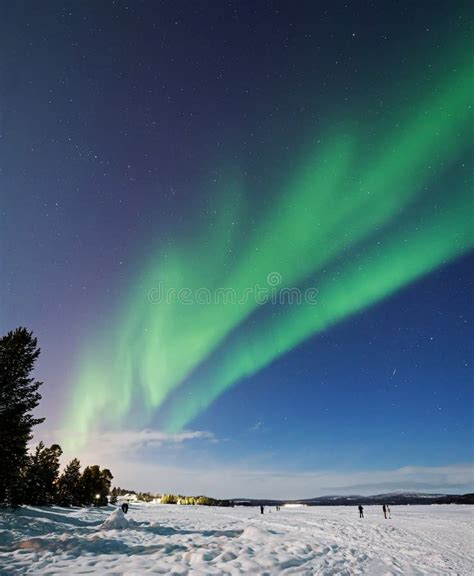 Aurora Borealis Over Inari in Finland Stock Image - Image of town ...