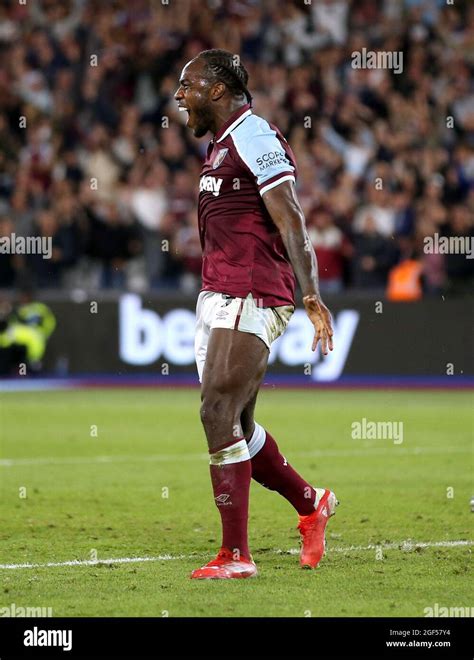 West Ham United's Michail Antonio celebrates scoring their side's ...