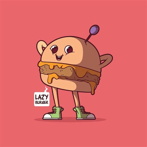 Premium Vector | Chillin burger character in a pose vector illustration. fast food, funny, quote ...