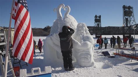 USA: Intricate sculptures on display at first World Snow Sculpting Championships in Stillwater ...