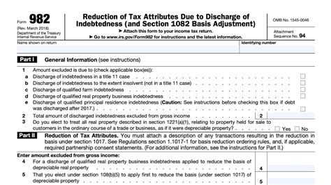 IRS Form 982 walkthrough (Reduction of Tax Attributes Due to Discharge ...