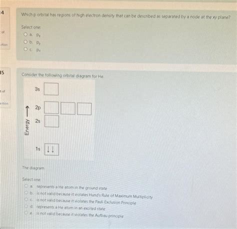 Solved Which p orbital has regions of high electron density | Chegg.com