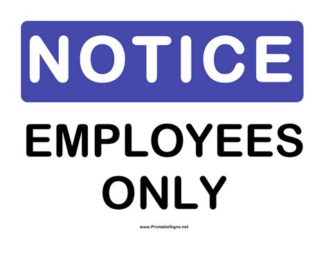 Employee Only Sign Printable