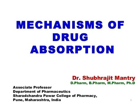 MECHANISMS OF DRUG ABSORPTION