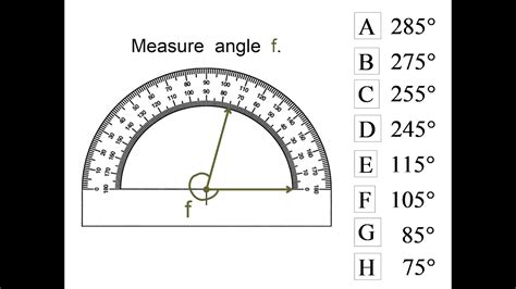 Find the measure of the reflex angle f with a protractor. MathPrimary 20 Seconds Quiz - YouTube