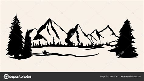 Mountains silhouettes. Mountains vector, Mountains vector of outdoor design elements, Mountain ...