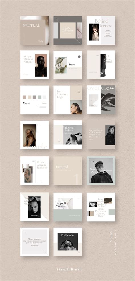 Neutral Social Media Pack | Book design layout, Instagram design, Instagram layout