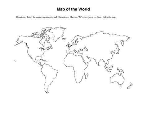 World Map Outline Printable for Kids