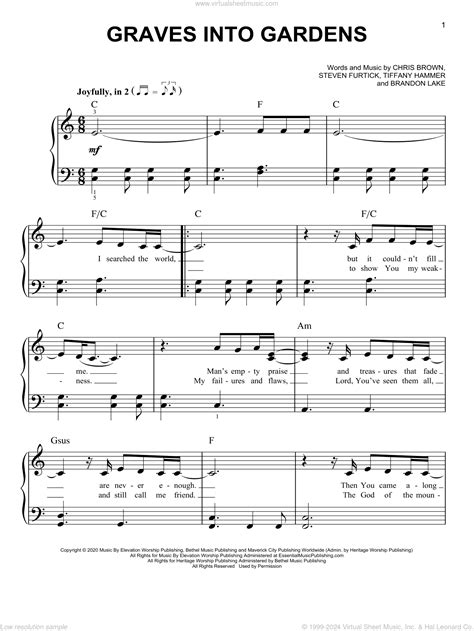 Graves Into Gardens sheet music for piano solo (PDF-interactive)