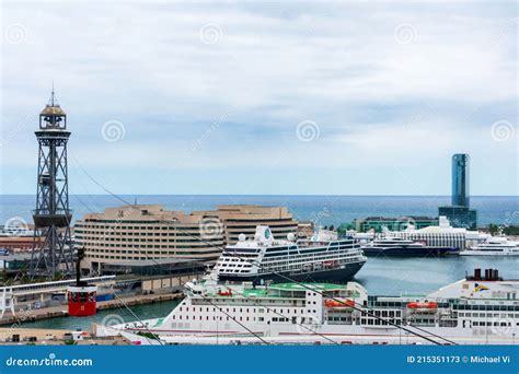 Barcelona Cruise Port Terminal Funicular Tower Editorial Photo ...