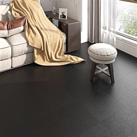 Buy FunStick 30 Sheets Peel and Stick Floor Tile Black Vinyl Flooring Waterproof Laminate ...