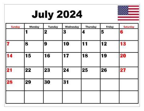 July 2024 Calendar With Holidays Usa Printable - Katey Maureen