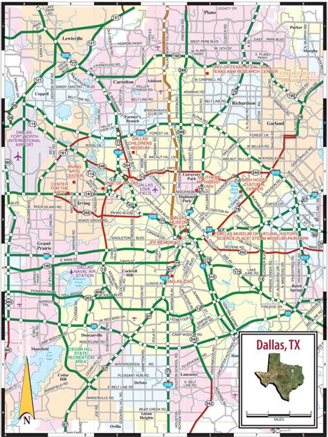 Dallas mapa de la Ciudad de mapa de Dallas (Texas - USA)